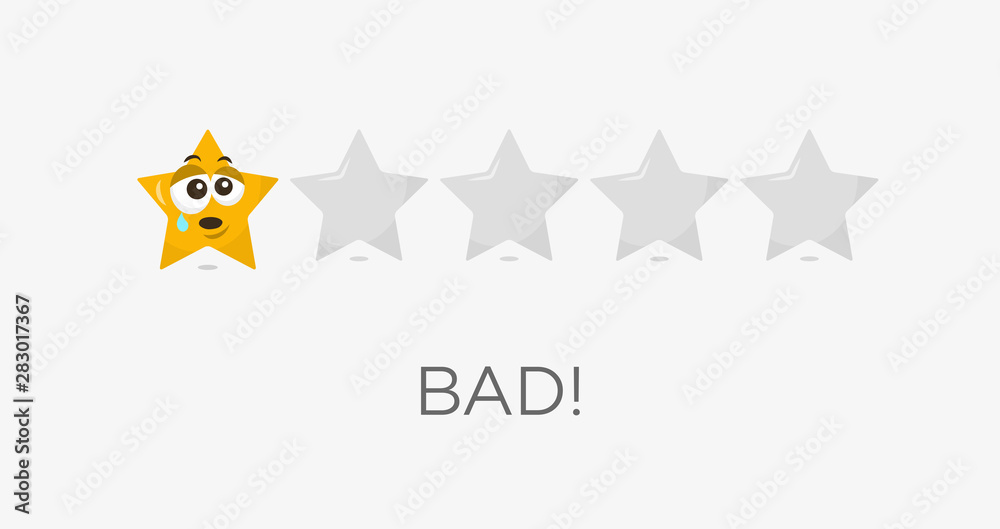 Poster one star bad rating symbol. funny illustration - easy to use for your website or presentation.