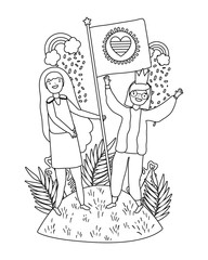 Women supporting lgtbi march design vector illustration