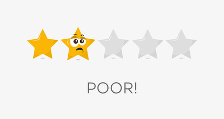 Two stars poor rating symbol. Funny illustration - easy to use for your website or presentation.