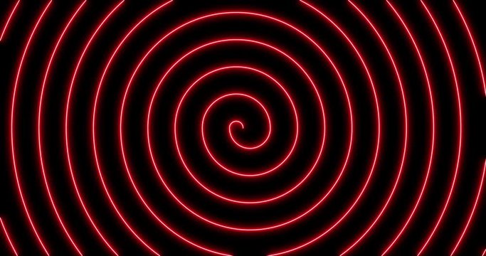 Red neon glowing spiral line abstruct video animation