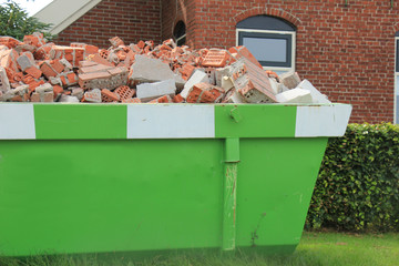 Loaded garbage dumpster