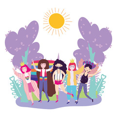 People supporting lgtbi march design vector illustration