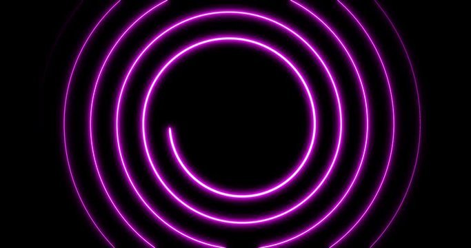 Violet neon glowing spiral line abstruct video animation