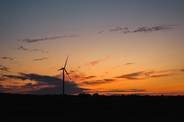 WIND FARM  - Hot evening landscape over the fields