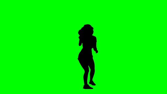 Funky Girl Dancing Green Screen Silhouette