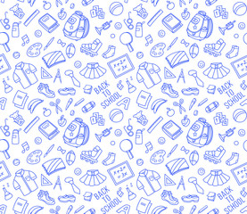 Back to school doodle seamless pattern background
