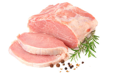 Raw pork meat isolated on white background