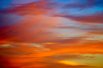 Naklejka na ściany i meble Incredibly colorful sunset on the tropical beach. Abstract nature background.