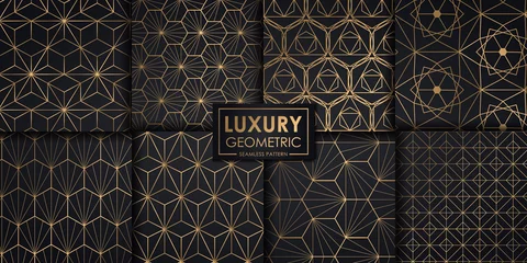 Stoff pro Meter Luxury geometric seamless pattern set, Abstract background, Decorative wallpaper. © Pattern Paper Print