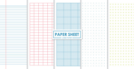 Paper sheets Lined and dots collection.