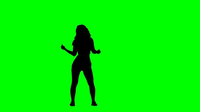 Booty Dance. Young Woman Silhouette Twerking Green Screen