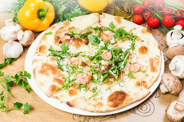 Aromatic pizza with vegetables. Poster for Restaurants or pizzerias