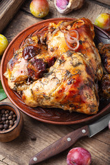 Roast chicken with plum