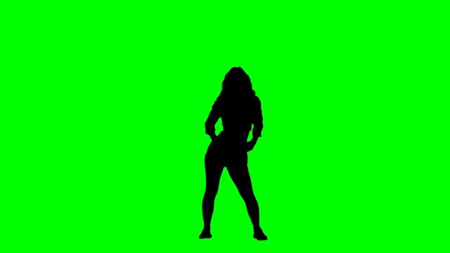 Wild and Attractive Silhouette Girl Dances Sexy on Green Screen