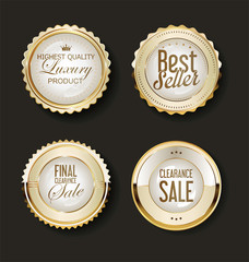 Collection of luxury golden design elements labels 