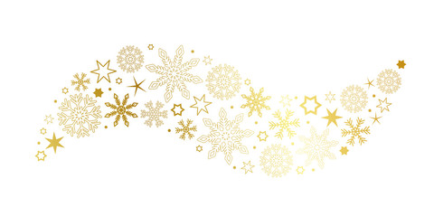 decorative golden christmas wave with snowflakes and stars vector illustration EPS10