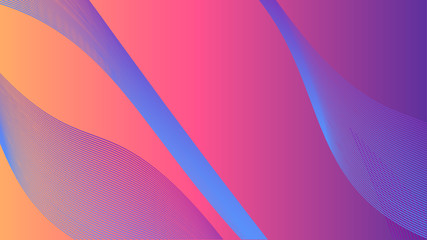 Yellow pink gradient abstract background, blue wavy smoke