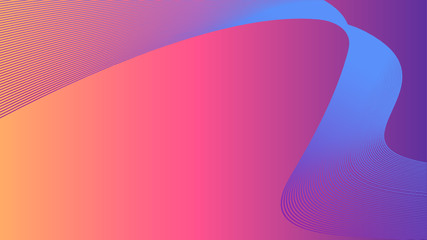 Yellow pink gradient abstract background, blue wavy smoke