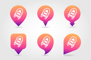 Inflatable boat pin map icon. Summer. Vacation