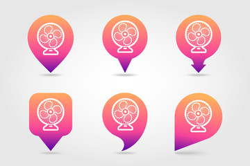 Ventilator pin map icon. Summer. Vacation