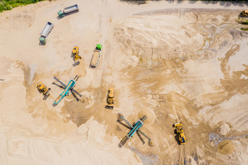 Aerial view of sand mining operation extracting a range of mineral sands.