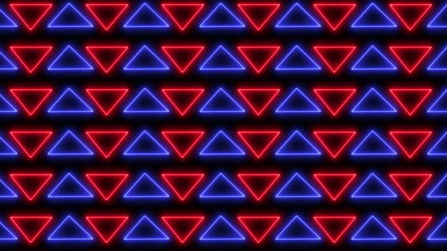 Abstract neon, led triangles background. 
