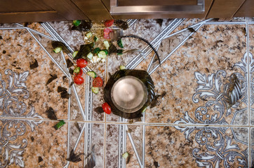 broken plate on floor