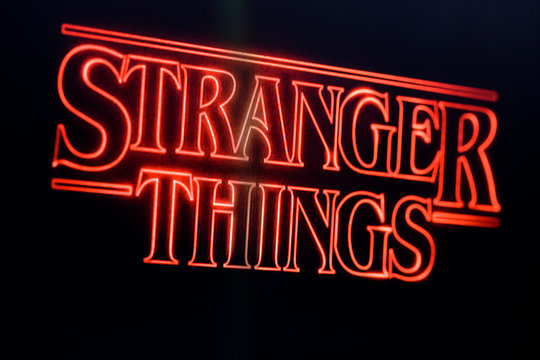 LONDON, UK - OCTOBER 26th 2017: Stranger things title logo photographed on a computer screen.