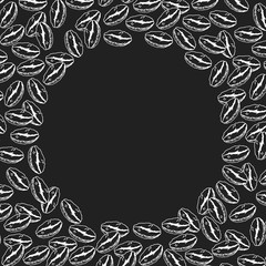 Vintage roasted coffee beans frame. Border for hot drinks shop or menu. Vector isolated illustration. Cafe background.