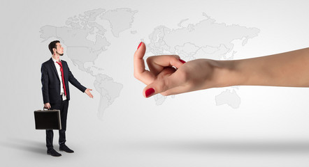 Distracted businessman with kisses on his face and business concept