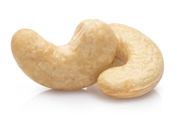 Delicious cashew nuts, isolated on white background