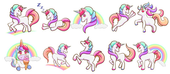 unicorn vector set graphic clipart design © pisut