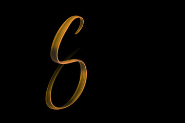 Golden capital letter S isolated on black with copy space - hand lettering