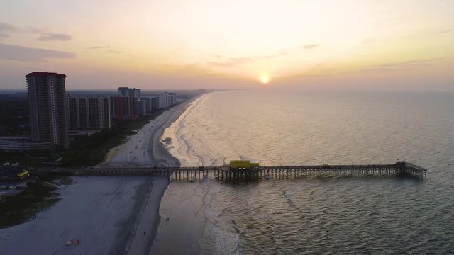 Downtown Myrtle Beach, South Carolina, USA Drone Flyover