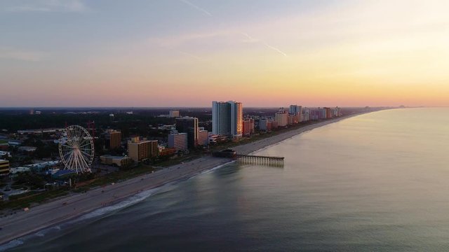 Myrtle Beach, South Carolina, USA Drone Skyline Aerial Flyover