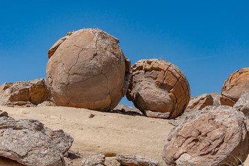 Сoncrescence. Stone balls, "Balls of the gods" in the desert, Mangistau, Kazakhstan 2018.