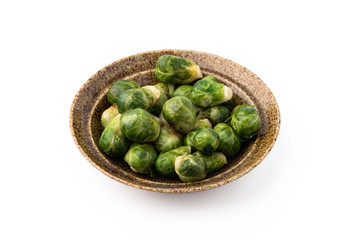 brussel sprouts with shadow on isolated white background