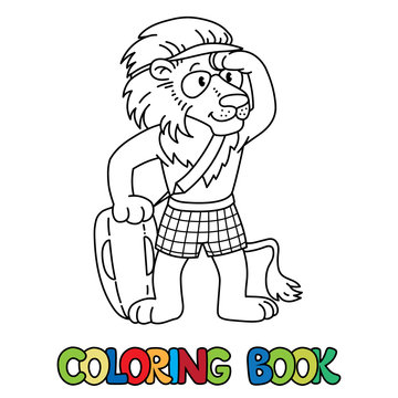 Lion lifeguard ABC coloring book Alphabet L