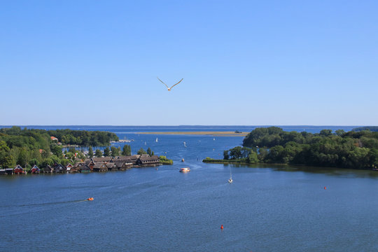 The bay of the holiday destination Roebel on Mueritz lake, Mecklenburg lake district, Germany
