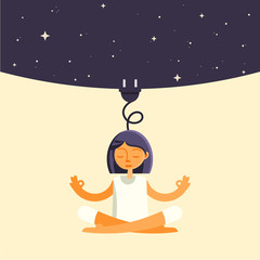 Woman accumulating energy while meditating.