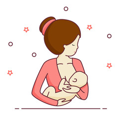 Obraz na płótnie Canvas Breastfeeding illustration, mother feeding a baby with breast. Breastfeeding Icon. Vector icon