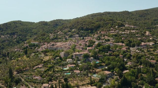 Aerial shot of Bargemon, small village in south of France in the Provence-Alpes-C&ocirc;te d'Azur district