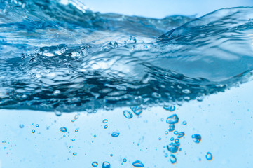bubbles boiling in blue water