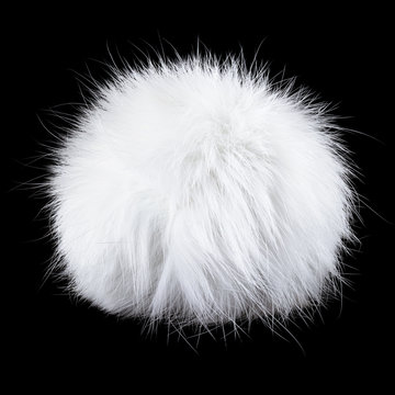 White Pompom Isolated On Black