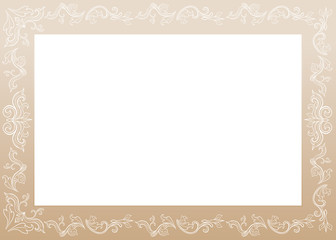 Elegant vintage decorative vector frame. Artistic horizontal filigree border with copyspace. Fashionable invitation, greeting card floral design element. Rectangular luxury botanical ornament