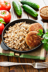 Buckwheat with burgers