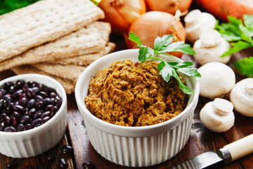Pate with red beans and champignons