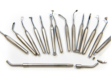 Dental instruments on white isolated