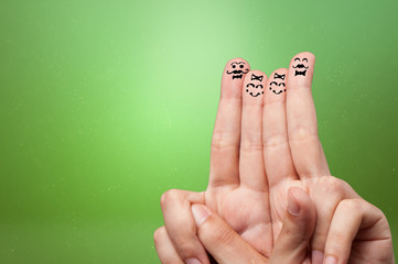 Elegant happy face fingers hugs each other