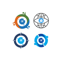 Eye care health logo design template vector icon Set